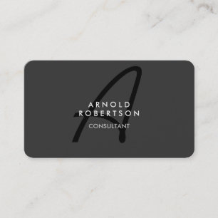 Customise Monogram Plain Grey Trendy Business Card