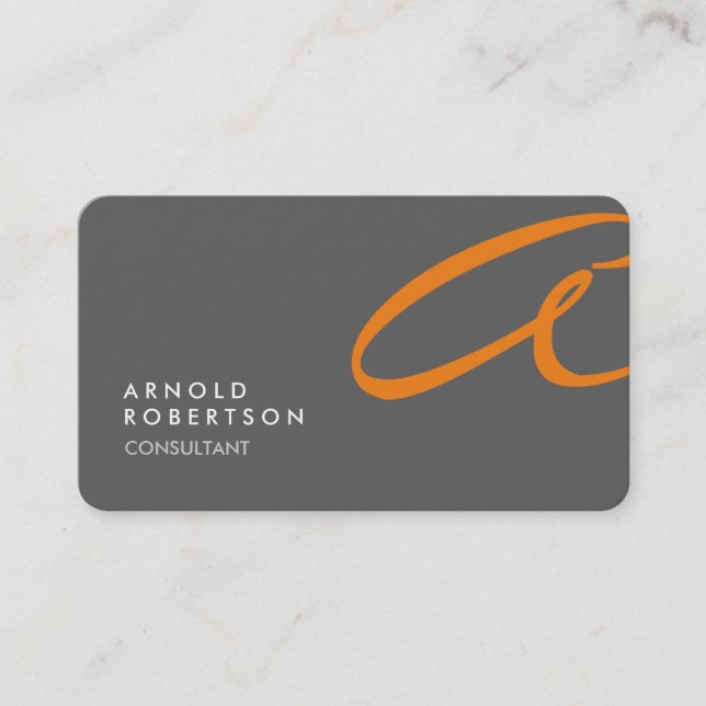 Customise Monogram Plain Grey Trendy Business Card (Front)