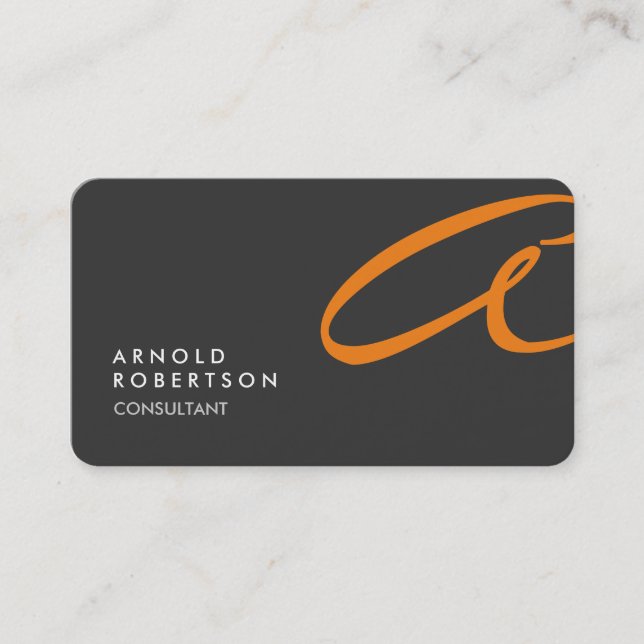 Customise Monogram Plain Grey Trendy Business Card (Front)