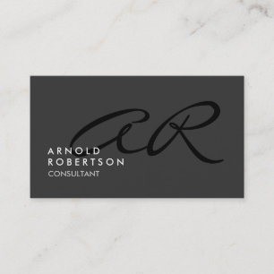 Customise Monogram Plain Grey Trendy Business Card