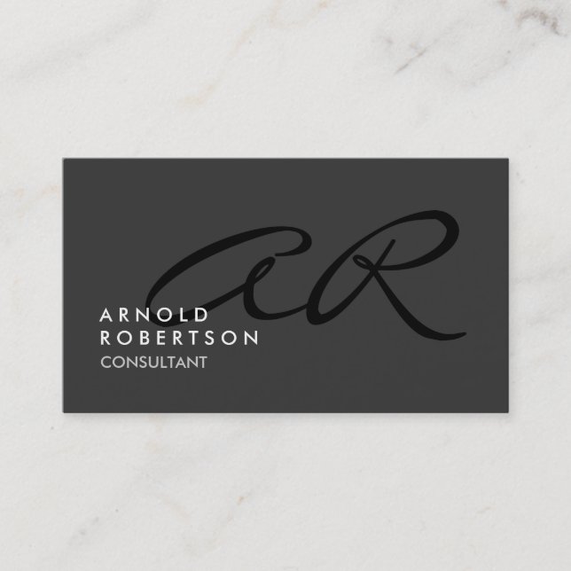 Customise Monogram Plain Grey Trendy Business Card (Front)