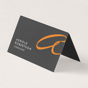 Customise Monogram Plain Grey Trendy Business Card