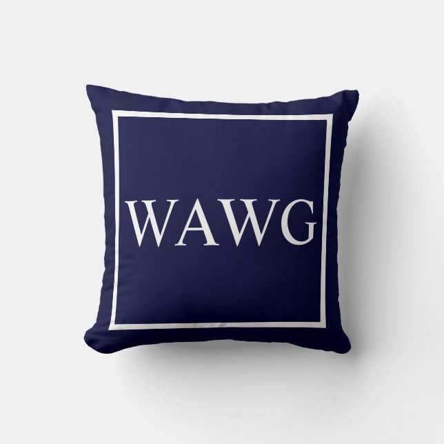 Customise monogram Text on navy blue Cushion (Front)