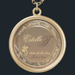 Customise Mother Of Bride Gold Keepsake Necklace<br><div class="desc">Replace Mother Of The Brides first name and last name initial with correct information, and the date of your marriage, on this elegant keepsake necklace, in the "Personalise It" box on the right of this product page. You may choose to change and/or delete any of the information on necklace. Font,...</div>