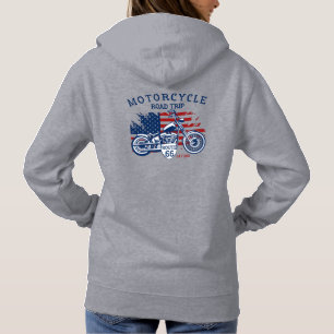Customise Motorcycle Road Trip Route 66 USA Flag   Hoodie