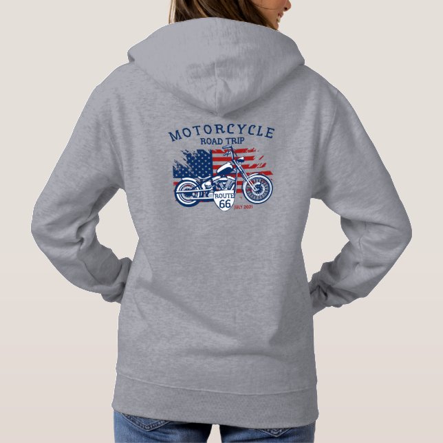 Customise Motorcycle Road Trip Route 66 USA Flag   Hoodie (Back)
