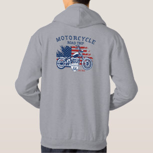 Customise Motorcycle Road Trip Route 66 USA Flag  Hoodie