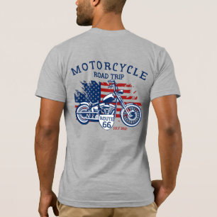 Customise Motorcycle Road Trip Route 66 USA Flag T-Shirt