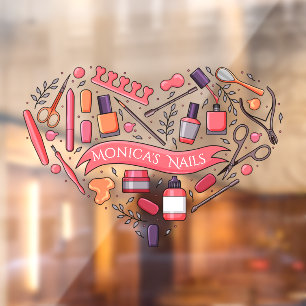 Customise Nail Salon Heart Nail Tools Polish Small Window Cling