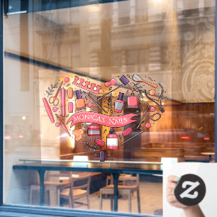 Customise Nail Salon Heart Nail Tools Polish Window Cling