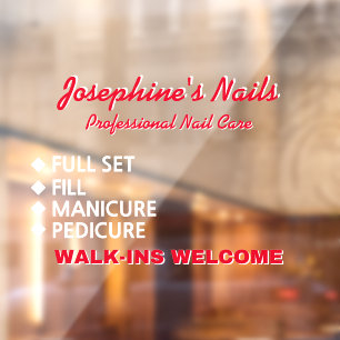 Customise Nail Salon Services Walk Ins Welcome Window Cling