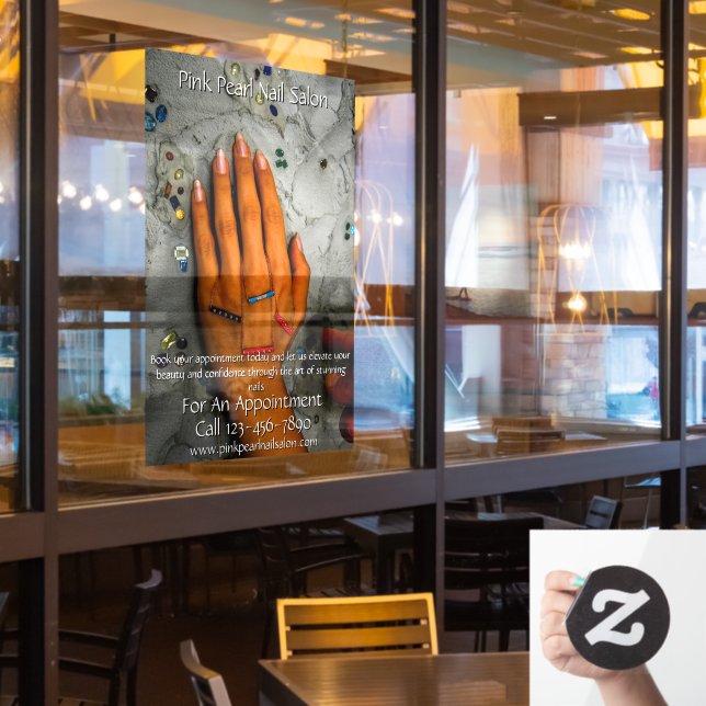 Customise Nail Salon Set of Nails Business 2 Window Cling (Restaurant Window)