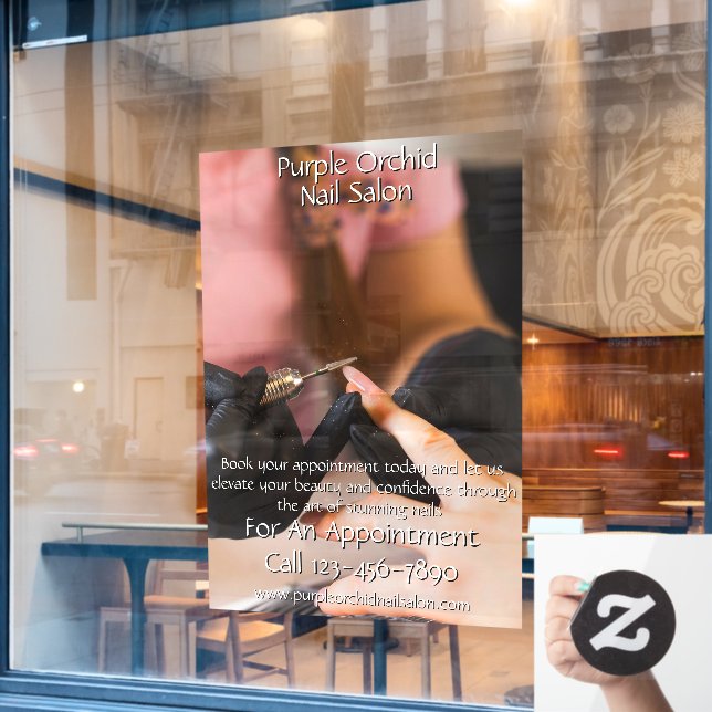 Customise Nail Salon Set of Nails Business Window Cling (Cafe Window)