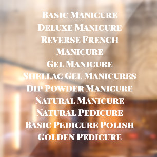 Customise Nail Salon Spa Detailed List of Serviced Window Cling
