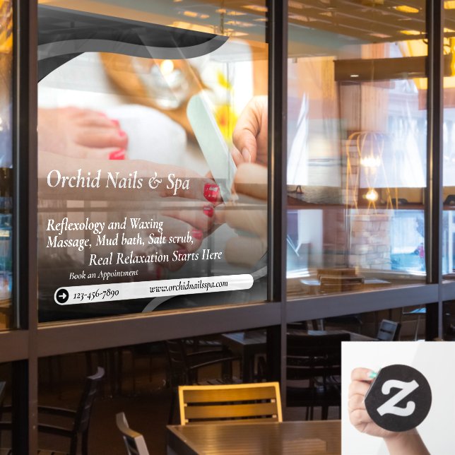 Customise Nail Salon Spa Pedicure Tranquil  Window Cling (Restaurant Window)