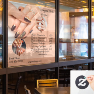 Customise Nail Salon Spa With Prices  Window Cling