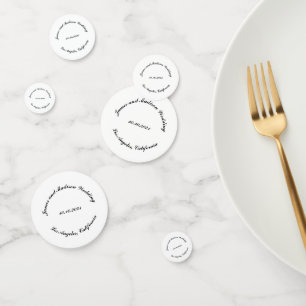 Customise Name, date black curved letters wedding Confetti