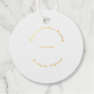 Customise Name, date black curved letters wedding Favour Tags