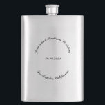 Customise Name, date black curved letters wedding Hip Flask<br><div class="desc">Customise Name,  date black curved letters wedding Flask
custom text,  personalise it with your own text,  information
favours,  gifts</div>