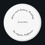 Customise Name, date black curved letters wedding Magnet<br><div class="desc">Customise Name,  date black curved letters wedding magnet,  favour,  favours
custom text,  personalise it with your own text,  information</div>