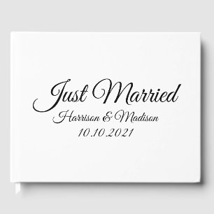 Customise Name, date, black white wedding Guest Book