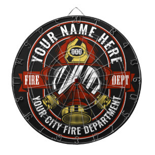 Customise NAME Firefighter Helmet Mask Fire Rescue Dartboard