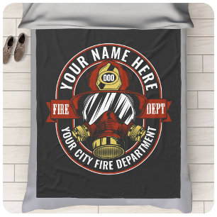 Customise NAME Firefighter Helmet Mask Fire Rescue Fleece Blanket