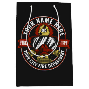 Customise NAME Firefighter Helmet Mask Fire Rescue Medium Gift Bag