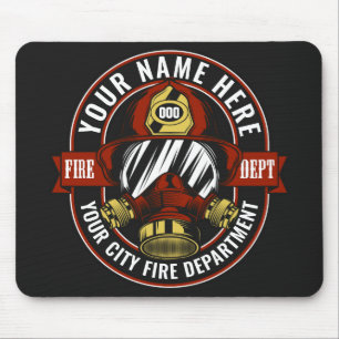 Customise NAME Firefighter Helmet Mask Fire Rescue Mouse Mat