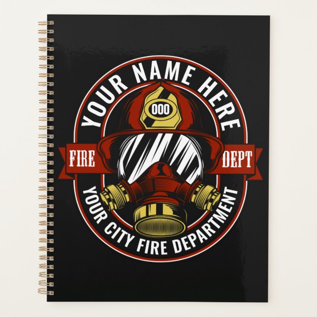 Customise NAME Firefighter Helmet Mask Fire Rescue Planner (Front)