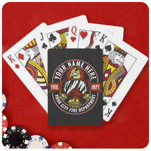 Customise NAME Firefighter Helmet Mask Fire Rescue Playing Cards