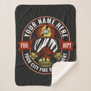 Customise NAME Firefighter Helmet Mask Fire Rescue Sherpa Blanket