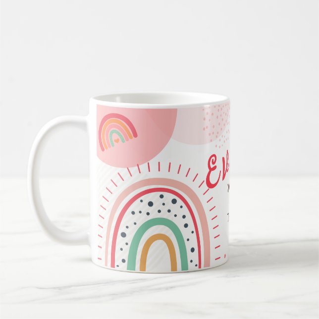 Customise Name Gratitude Rainbow Colour Coffee Mug (Left)