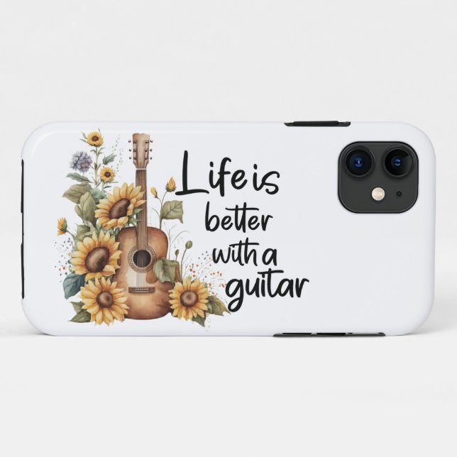 Customise Name Guitar With Sunflower Case-Mate iPhone Case (Back (Horizontal))