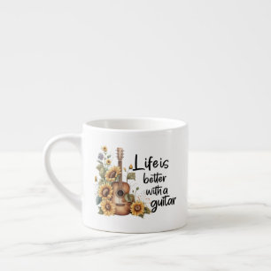 Customise Name Guitar With Sunflower Espresso Cup