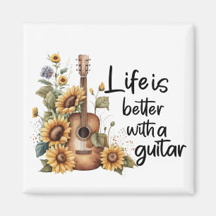 Customise Name Guitar With Sunflower Magnet