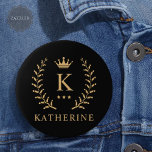 Customise Name & Initial Black White Gold Monogram 6 Cm Round Badge<br><div class="desc">Introducing our Customise Name & Initial Black White Gold Monogram collection – a bespoke fusion of sophistication and personalisation. Tailored for those who appreciate unique details, this collection allows you to add your name and initials to a timeless black and white palette, elegantly accented with gold monogramming. Whether you're looking...</div>