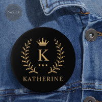 Customise Name & Initial Black White Gold Monogram