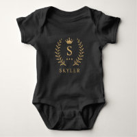 Customise Name & Initial Black White Gold Monogram