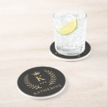Customise Name & Initial Black White Gold Monogram Coaster<br><div class="desc">Introducing our Customise Name & Initial Black White Gold Monogram collection – a bespoke fusion of sophistication and personalisation. Tailored for those who appreciate unique details, this collection allows you to add your name and initials to a timeless black and white palette, elegantly accented with gold monogramming. Whether you're looking...</div>