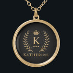 Customise Name & Initial Black White Gold Monogram Gold Plated Necklace<br><div class="desc">Introducing our Customise Name & Initial Black White Gold Monogram collection – a bespoke fusion of sophistication and personalisation. Tailored for those who appreciate unique details, this collection allows you to add your name and initials to a timeless black and white palette, elegantly accented with gold monogramming. Whether you're looking...</div>