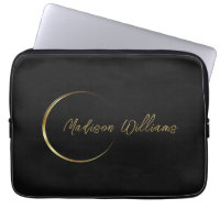 Customise Name & Initial Black White Gold Monogram