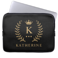 Customise Name & Initial Black White Gold Monogram