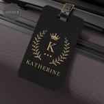 Customise Name & Initial Black White Gold Monogram Luggage Tag<br><div class="desc">Introducing our Customise Name & Initial Black White Gold Monogram collection – a bespoke fusion of sophistication and personalisation. Tailored for those who appreciate unique details, this collection allows you to add your name and initials to a timeless black and white palette, elegantly accented with gold monogramming. Whether you're looking...</div>