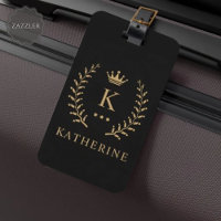Customise Name & Initial Black White Gold Monogram