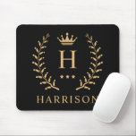 Customise Name & Initial Black White Gold Monogram Mouse Mat<br><div class="desc">Introducing our Customise Name & Initial Black White Gold Monogram collection – a bespoke fusion of sophistication and personalisation. Tailored for those who appreciate unique details, this collection allows you to add your name and initials to a timeless black and white palette, elegantly accented with gold monogramming. Whether you're looking...</div>