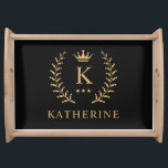 Customise Name & Initial Black White Gold Monogram Serving Tray<br><div class="desc">Introducing our Customise Name & Initial Black White Gold Monogram collection – a bespoke fusion of sophistication and personalisation. Tailored for those who appreciate unique details, this collection allows you to add your name and initials to a timeless black and white palette, elegantly accented with gold monogramming. Whether you're looking...</div>