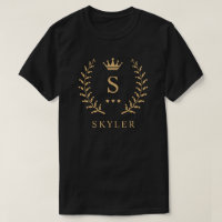 Customise Name & Initial Black White Gold Monogram