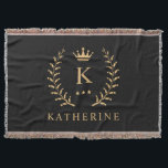 Customise Name & Initial Black White Gold Monogram Throw Blanket<br><div class="desc">Introducing our Customise Name & Initial Black White Gold Monogram collection – a bespoke fusion of sophistication and personalisation. Tailored for those who appreciate unique details, this collection allows you to add your name and initials to a timeless black and white palette, elegantly accented with gold monogramming. Whether you're looking...</div>