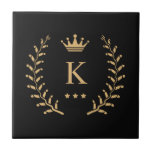 Customise Name & Initial Black White Gold Monogram Tile<br><div class="desc">Introducing our Customise Name & Initial Black White Gold Monogram collection – a bespoke fusion of sophistication and personalisation. Tailored for those who appreciate unique details, this collection allows you to add your name and initials to a timeless black and white palette, elegantly accented with gold monogramming. Whether you're looking...</div>